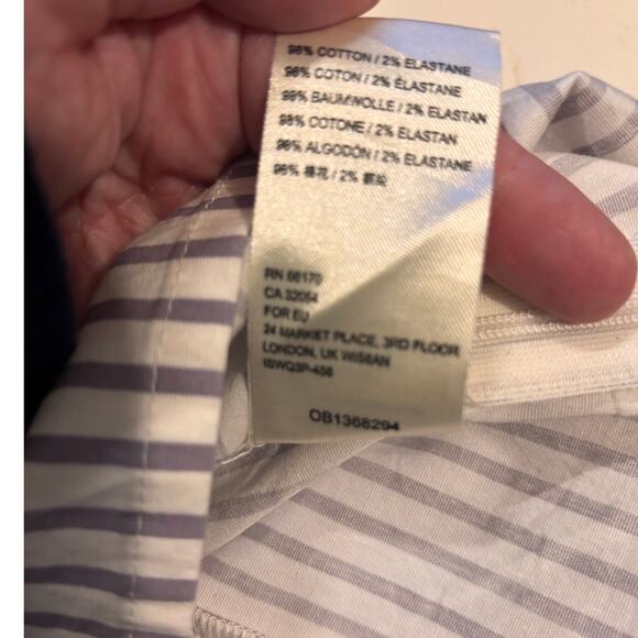 Free People Caroline Stripe Top Neutral Puff Sleeve Blouse Boat Neck Sz M NEW - Picture 6 of 9